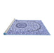 Sideview of Machine Washable Medallion Blue Traditional Rug, wshtr1183blu