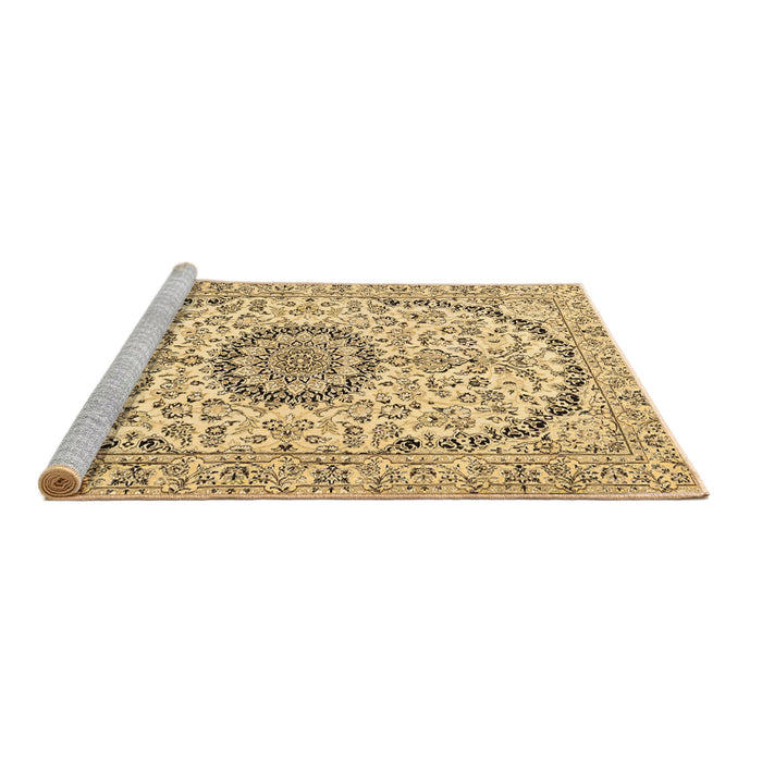 Sideview of Machine Washable Medallion Brown Traditional Rug, wshtr1183brn
