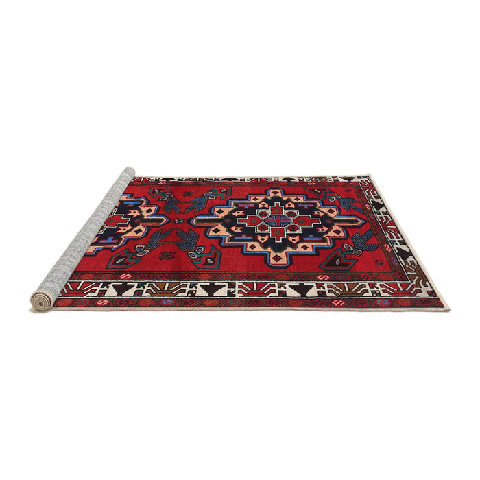 Sideview of Machine Washable Traditional Red Rug, wshtr1184