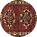 Round Machine Washable Persian Brown Traditional Rug, wshtr1184brn