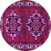 Round Machine Washable Persian Pink Traditional Rug, wshtr1184pnk