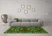 Machine Washable Persian Green Traditional Area Rugs in a Living Room,, wshtr1184grn