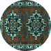 Round Persian Turquoise Traditional Rug, tr1184turq