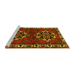 Sideview of Machine Washable Persian Yellow Traditional Rug, wshtr1184yw