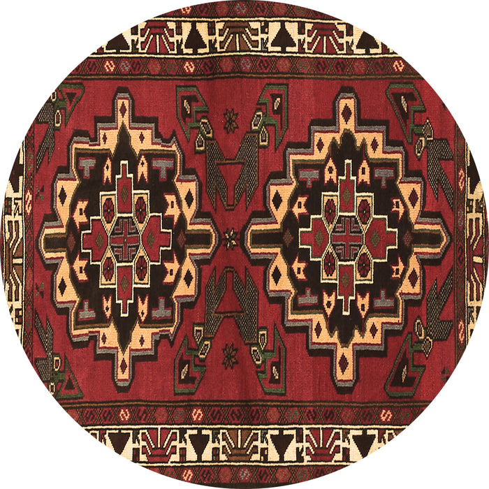 Round Persian Brown Traditional Rug, tr1184brn