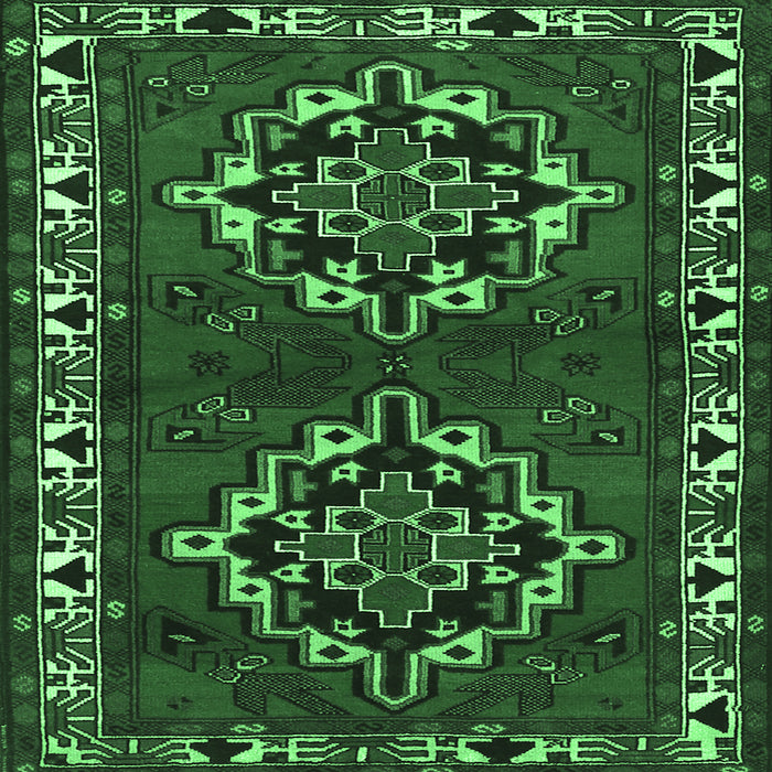 Square Persian Emerald Green Traditional Rug, tr1184emgrn