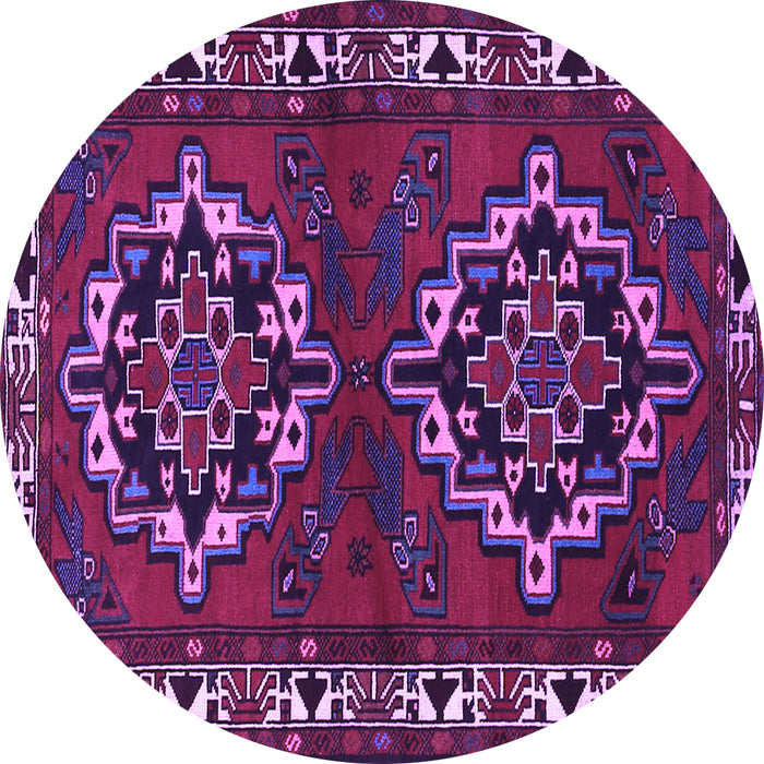 Round Machine Washable Persian Purple Traditional Area Rugs, wshtr1184pur
