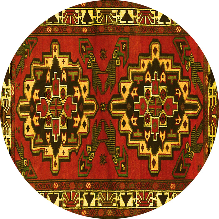 Round Persian Yellow Traditional Rug, tr1184yw