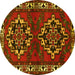 Round Persian Yellow Traditional Rug, tr1184yw