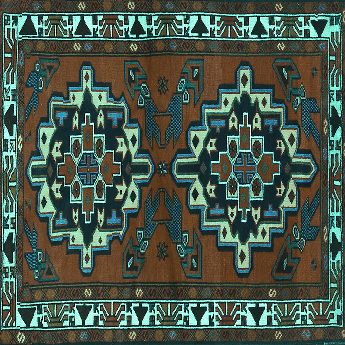 Square Machine Washable Persian Turquoise Traditional Area Rugs, wshtr1184turq