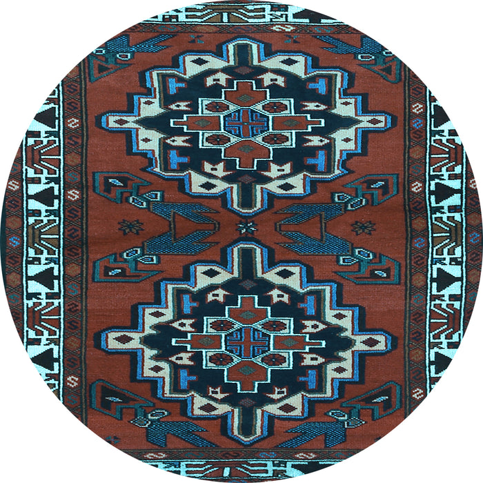 Round Machine Washable Persian Light Blue Traditional Rug, wshtr1184lblu