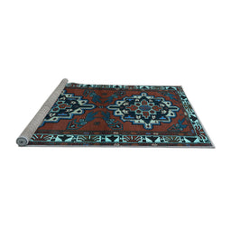 Sideview of Machine Washable Persian Light Blue Traditional Rug, wshtr1184lblu