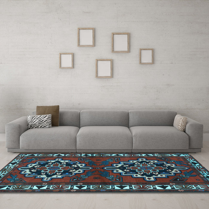 Machine Washable Persian Light Blue Traditional Rug in a Living Room, wshtr1184lblu
