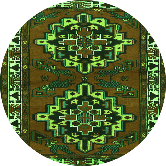 Square Persian Green Traditional Rug, tr1184grn