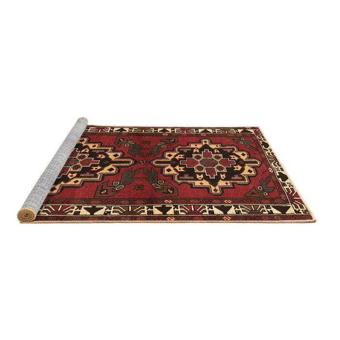 Sideview of Machine Washable Persian Brown Traditional Rug, wshtr1184brn
