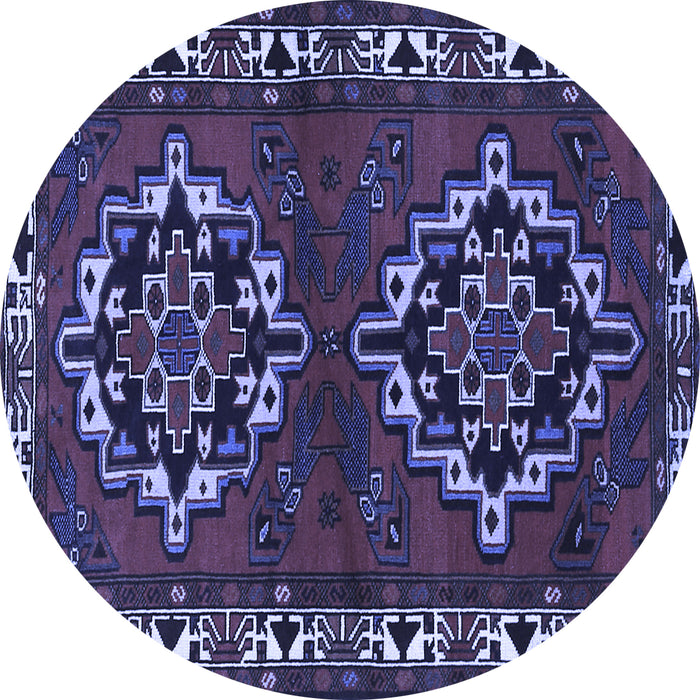 Round Persian Blue Traditional Rug, tr1184blu