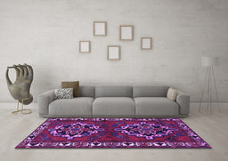 Machine Washable Persian Purple Traditional Area Rugs in a Living Room, wshtr1184pur