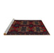 Sideview of Machine Washable Traditional Dark Brown Rug, wshtr1185