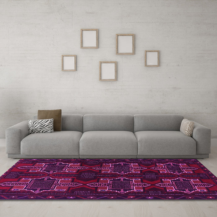 Machine Washable Persian Pink Traditional Rug in a Living Room, wshtr1185pnk