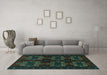 Machine Washable Persian Turquoise Traditional Area Rugs in a Living Room,, wshtr1185turq