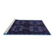 Sideview of Machine Washable Persian Blue Traditional Rug, wshtr1185blu