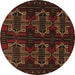 Round Machine Washable Persian Brown Traditional Rug, wshtr1185brn