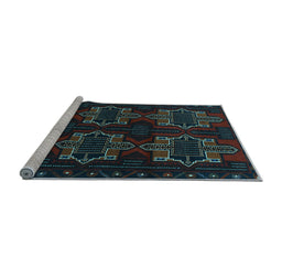 Sideview of Machine Washable Persian Light Blue Traditional Rug, wshtr1185lblu