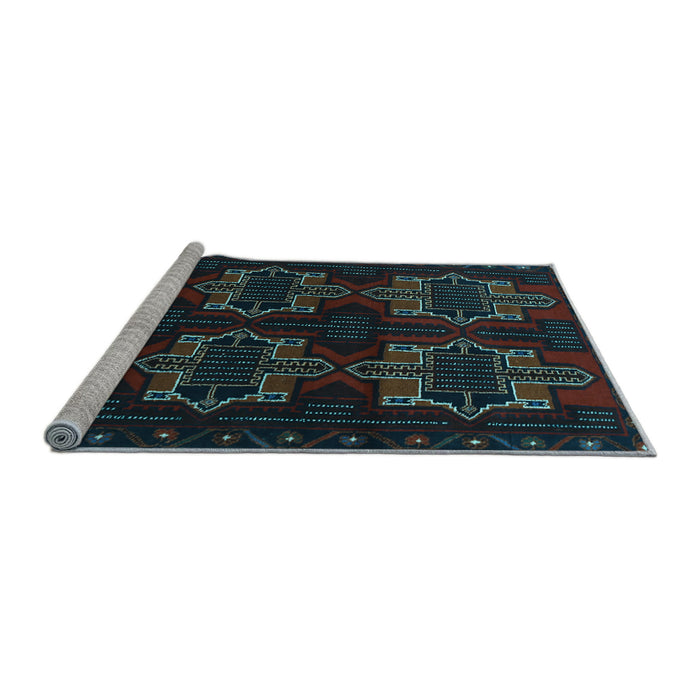 Sideview of Machine Washable Persian Light Blue Traditional Rug, wshtr1185lblu
