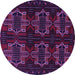 Round Machine Washable Persian Purple Traditional Area Rugs, wshtr1185pur