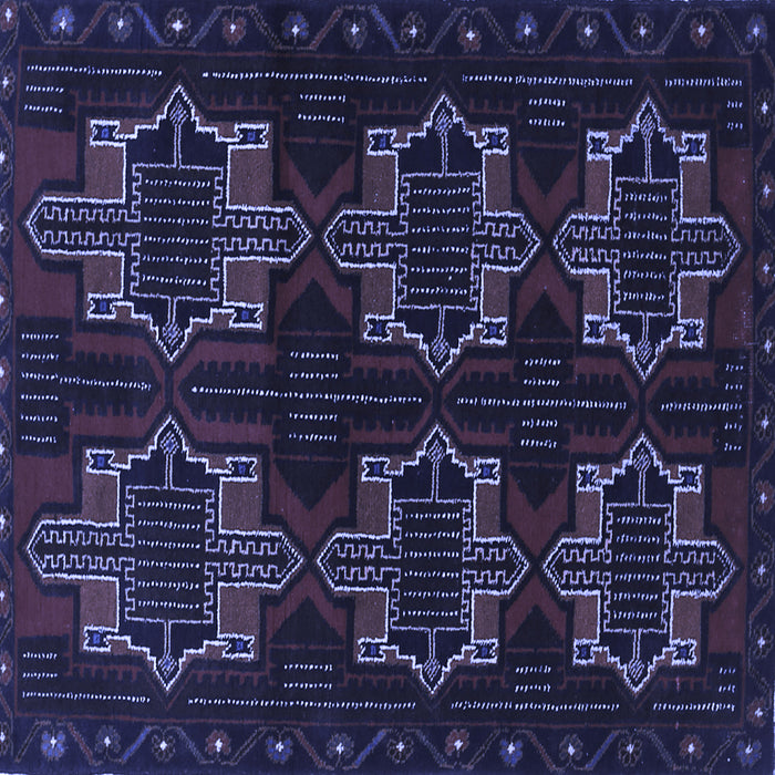 Square Persian Blue Traditional Rug, tr1185blu