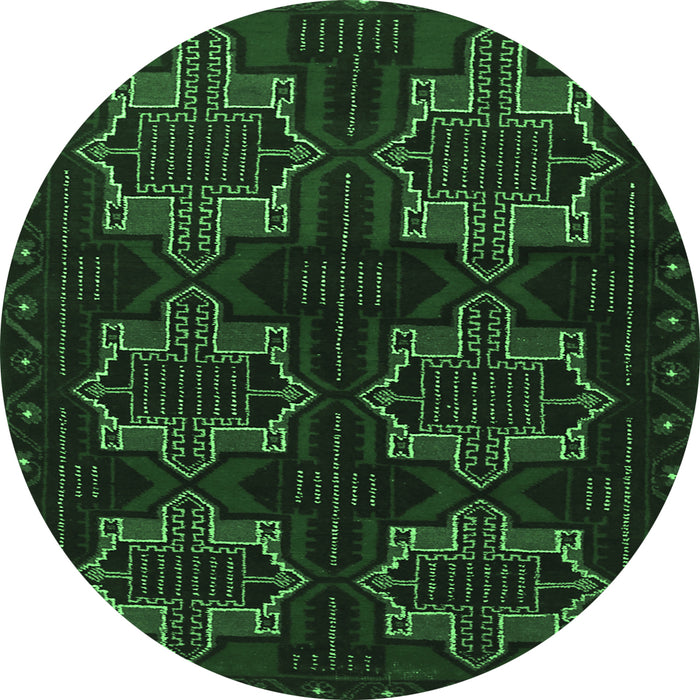 Round Machine Washable Persian Emerald Green Traditional Area Rugs, wshtr1185emgrn