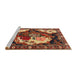 Sideview of Machine Washable Traditional Saffron Red Rug, wshtr1186