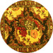 Round Persian Yellow Traditional Rug, tr1186yw