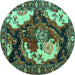 Round Persian Turquoise Traditional Rug, tr1186turq