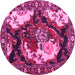 Round Persian Pink Traditional Rug, tr1186pnk