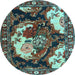 Round Persian Light Blue Traditional Rug, tr1186lblu