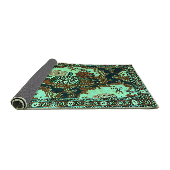 Sideview of Persian Turquoise Traditional Rug, tr1186turq