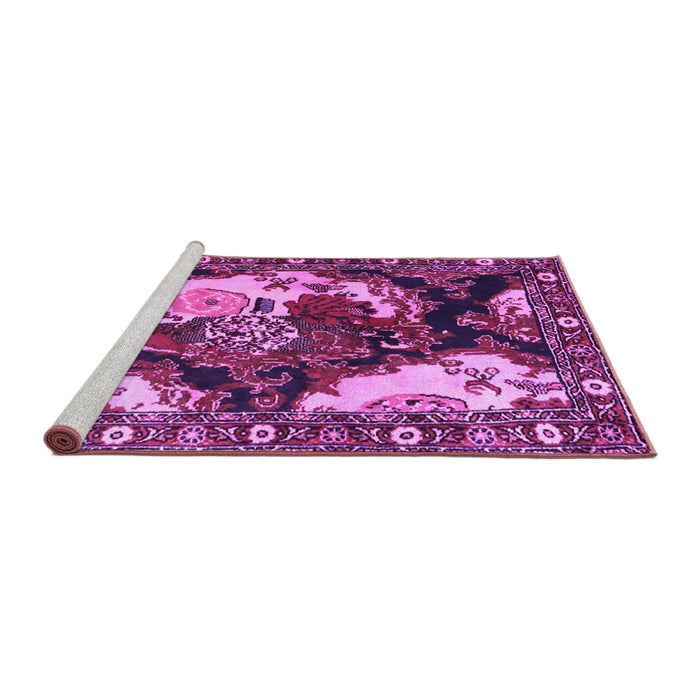 Sideview of Machine Washable Persian Purple Traditional Area Rugs, wshtr1186pur