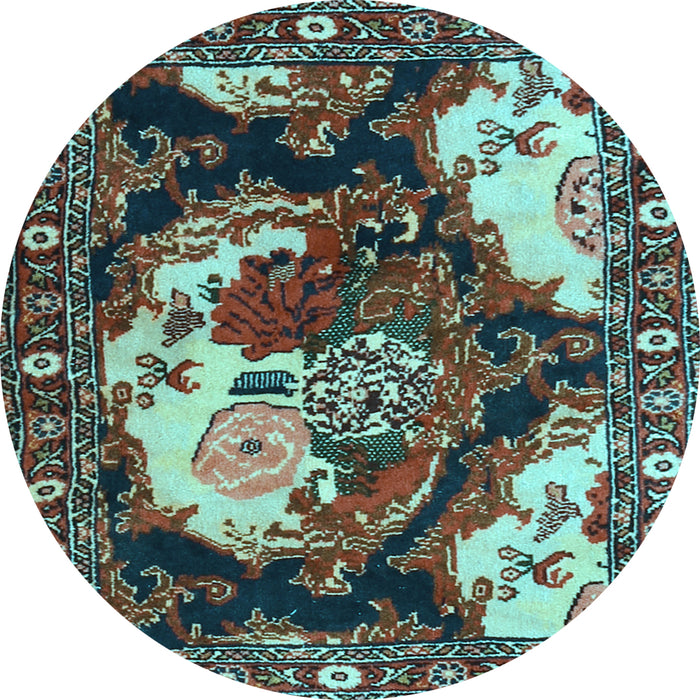 Round Machine Washable Persian Light Blue Traditional Rug, wshtr1186lblu