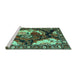 Sideview of Machine Washable Persian Turquoise Traditional Area Rugs, wshtr1186turq