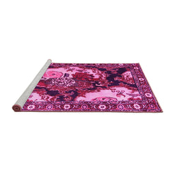Sideview of Machine Washable Persian Pink Traditional Rug, wshtr1186pnk