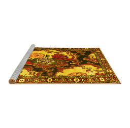 Sideview of Machine Washable Persian Yellow Traditional Rug, wshtr1186yw
