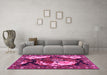 Machine Washable Persian Pink Traditional Rug in a Living Room, wshtr1186pnk