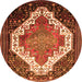 Square Medallion Orange Traditional Rug, tr1187org