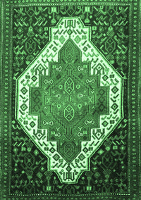 Medallion Emerald Green Traditional Rug, tr1187emgrn