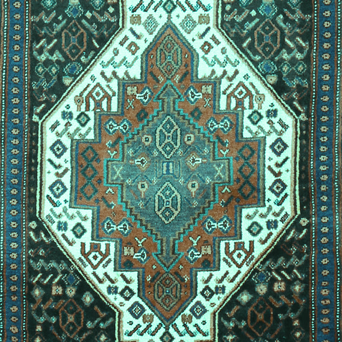 Machine Washable Medallion Turquoise Traditional Area Rugs, wshtr1187turq