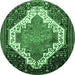 Round Medallion Emerald Green Traditional Rug, tr1187emgrn