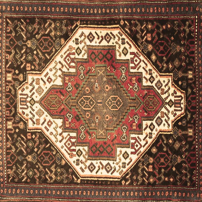 Square Machine Washable Medallion Brown Traditional Rug, wshtr1187brn