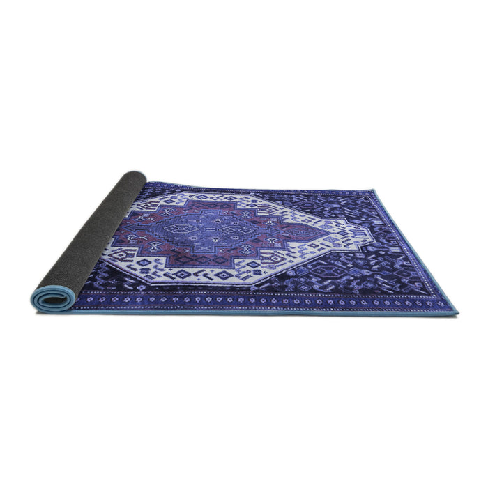 Sideview of Medallion Blue Traditional Rug, tr1187blu