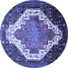 Round Medallion Blue Traditional Rug, tr1187blu